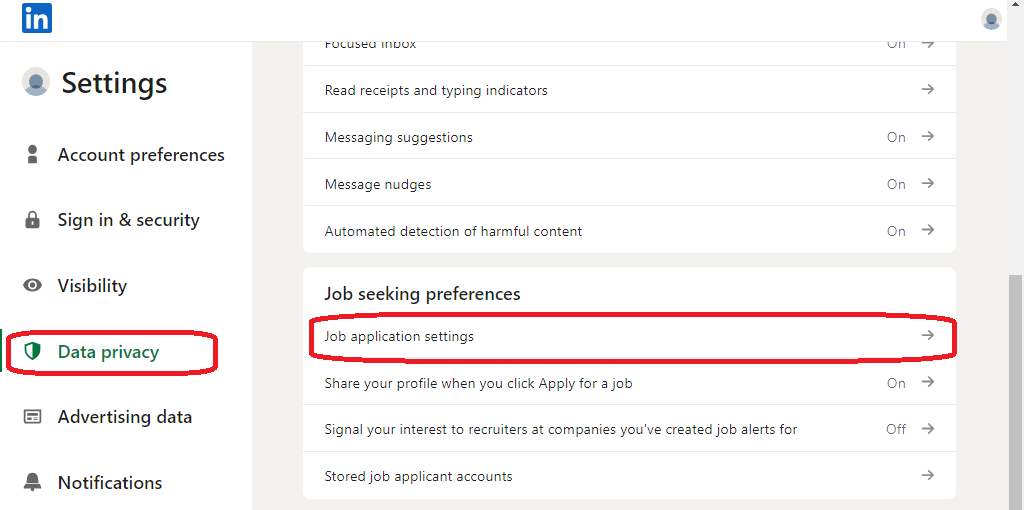  Job Application Settings for deleting old resume in LinkedIn