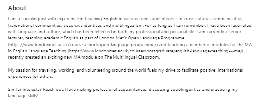 example teacher linkedin summary