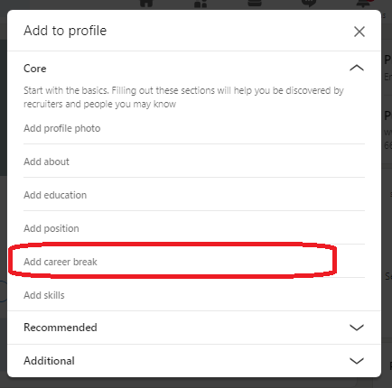 add career break linkedin

x