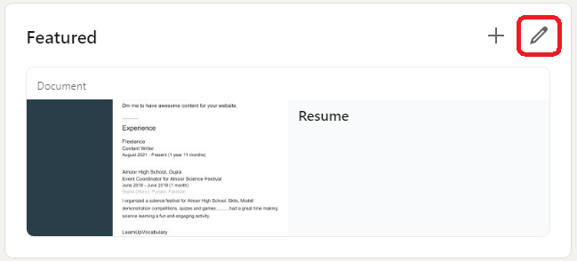 Replace new resume on LinkedIn