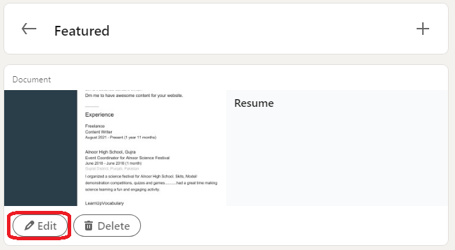 how to upload a new resume on linkedin and edit old resume 