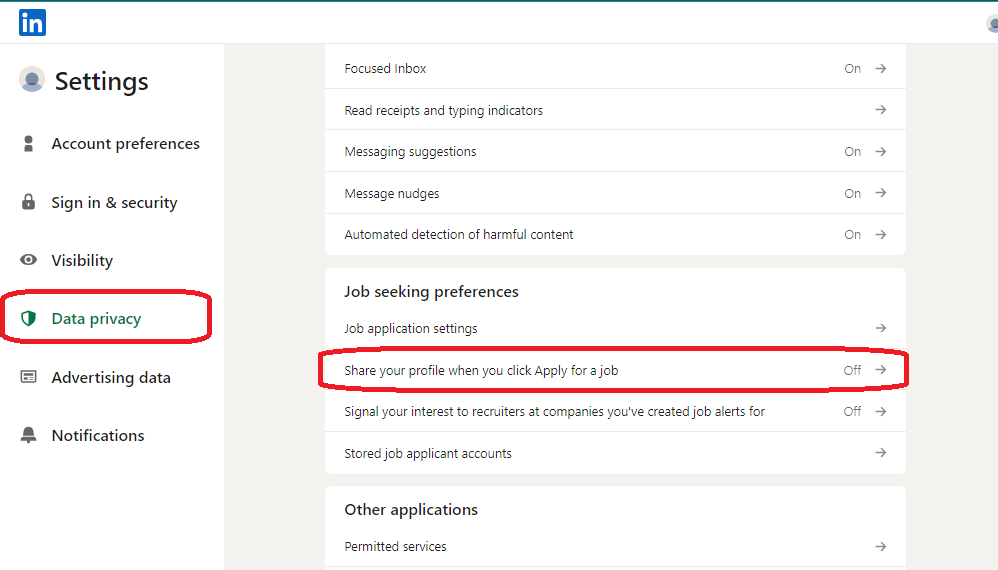how to change privacy settings on LinkedIn

